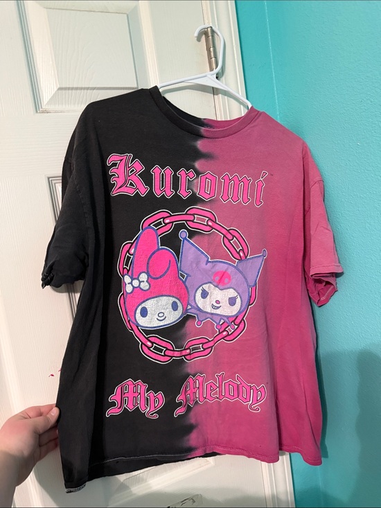 Boxlunch Tops - Kuromi womens Short Sleeve Graphic Tee — Black & Pink